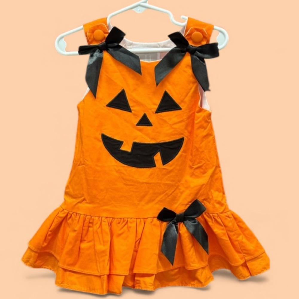 LIL CACTUS Dress Jack-O-Lantern Pumpkin Halloween Dress Ruffle 6-12 Months